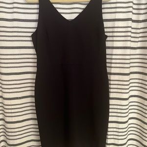 Black knee length double v-neck dress